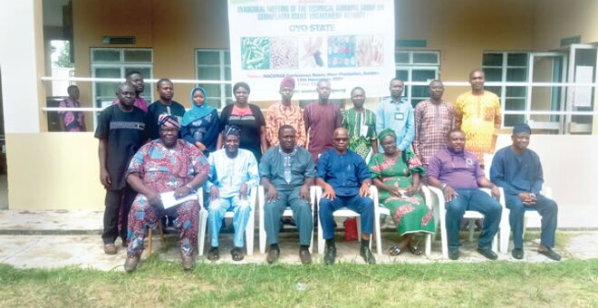 Members of the Technical Working Group constituted by the National Centre for Genetic Resources and Biotechnology (NACGRAB) for the use and management of germplasm for improved crop production, during their inaugural meeting at NACGRAB office, Ibadan. Photo: Nigerian Tribune.